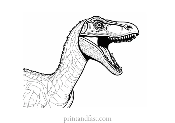 velociraptor coloring page roaring