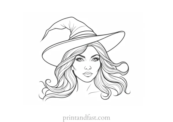 vintage Witch Coloring Page