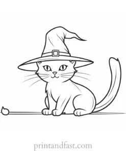 witch Cat Coloring Page