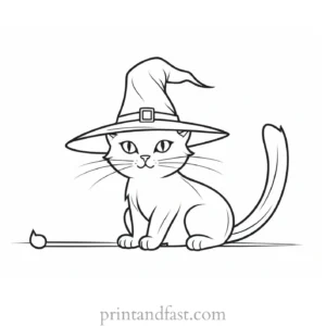 witch Cat Coloring Page