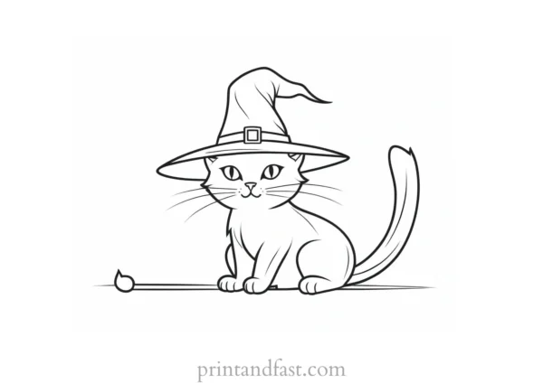 witch Cat Coloring Page