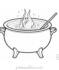 witch Cauldron Coloring Page