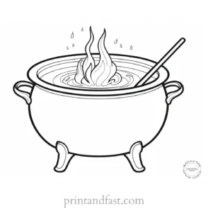 witch Cauldron Coloring Page