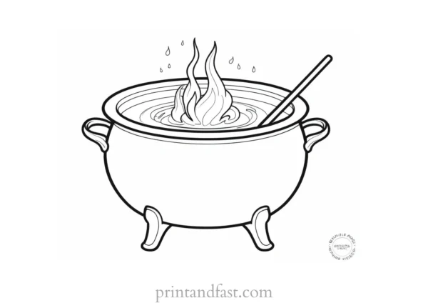 witch Cauldron Coloring Page