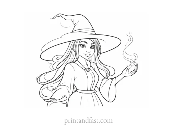 witch Spell Coloring Page